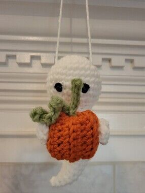 Halloween Ghost Dangler White With Pumpkin Decoration Ornament Car House Garland